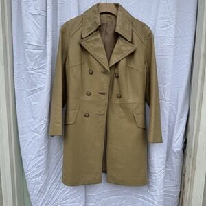 VTG Leathercraft 1970s Taupe / Tan Trench Coat Men's Clothing Retro Fashion